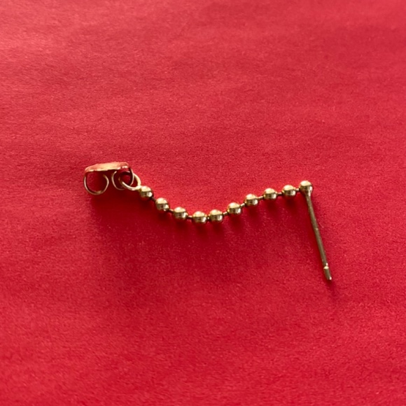 SOLD Single 14K Gold Ball Chain Stud Earring/Earring Jacket Piercing Curation - Picture 2 of 4